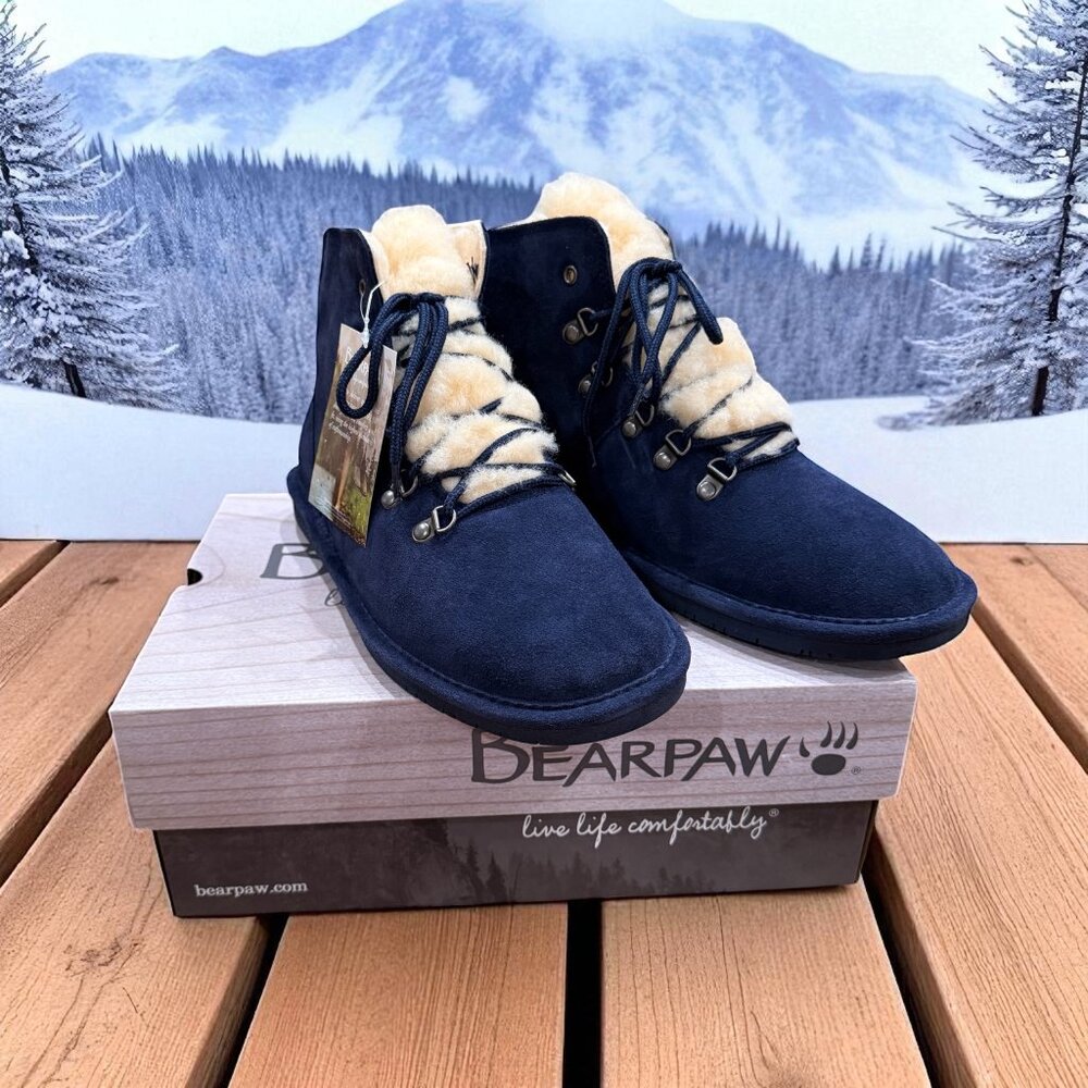 BearPaw🐻 Kerri WIDE Lace-Up Boots - SUEDE CADET